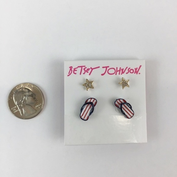 Betsey Johnson Flip Flop Star Earring Stud Set - Picture 4 of 5